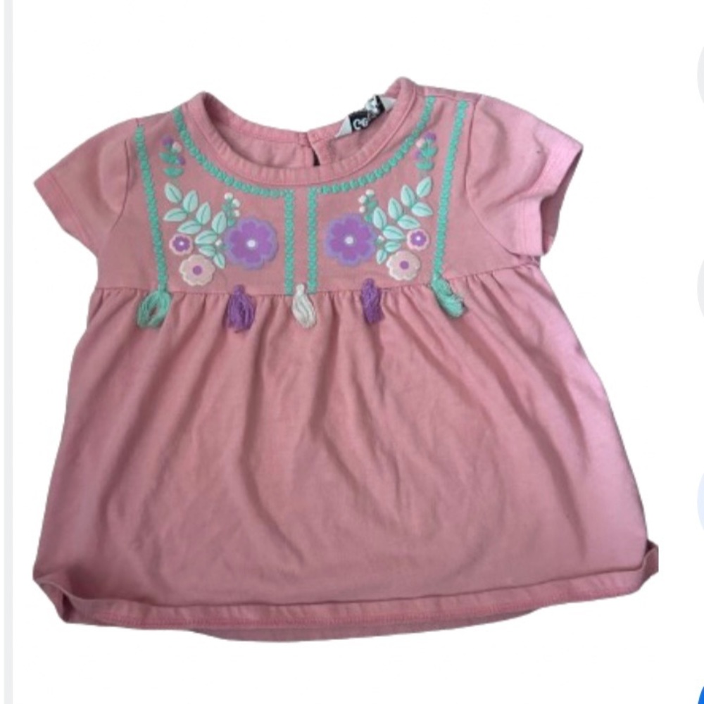 Toddler Girl • Embroidered Pink Peasant Top